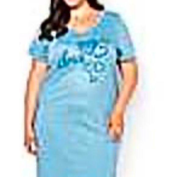 SLEEPSHIRT, SHORT SLEEVE, SCREEN PRINT, NAVAGIO BAY BLUE, SIZE 6X, TI-VOGLIO BY - Picture 1 of 1